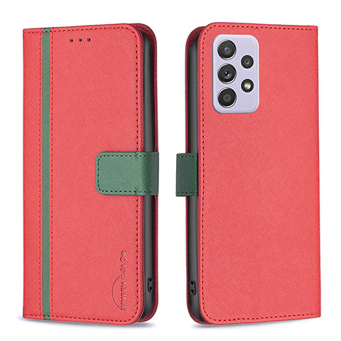 Coque Portefeuille Livre Cuir Etui Clapet B13F pour Samsung Galaxy A52 5G Rouge