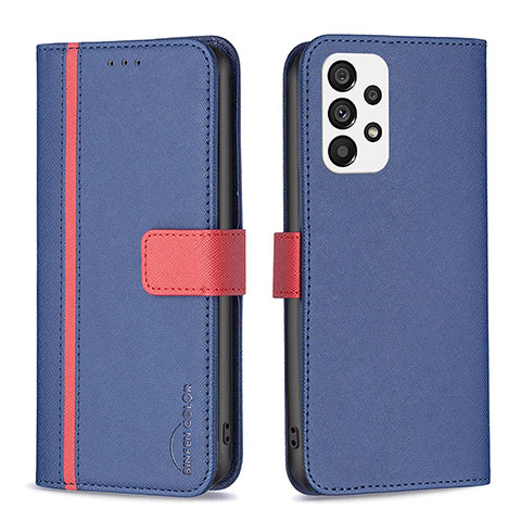 Coque Portefeuille Livre Cuir Etui Clapet B13F pour Samsung Galaxy A73 5G Bleu