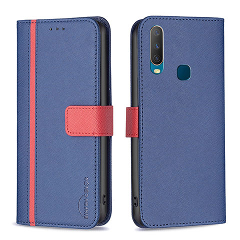 Coque Portefeuille Livre Cuir Etui Clapet B13F pour Vivo Y11 Bleu