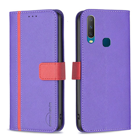 Coque Portefeuille Livre Cuir Etui Clapet B13F pour Vivo Y12 Violet