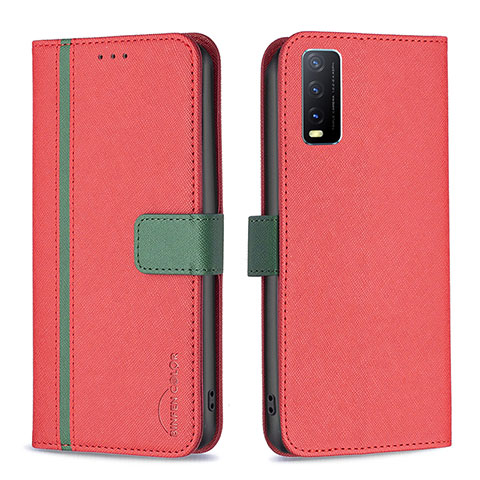 Coque Portefeuille Livre Cuir Etui Clapet B13F pour Vivo Y12A Rouge