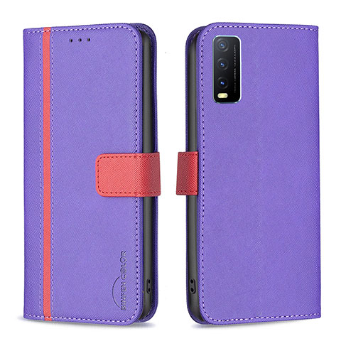 Coque Portefeuille Livre Cuir Etui Clapet B13F pour Vivo Y20s Violet