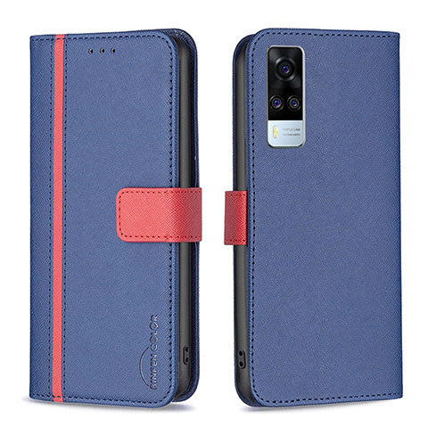 Coque Portefeuille Livre Cuir Etui Clapet B13F pour Vivo Y51A Bleu