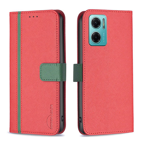 Coque Portefeuille Livre Cuir Etui Clapet B13F pour Xiaomi Redmi 11 Prime 5G Rouge