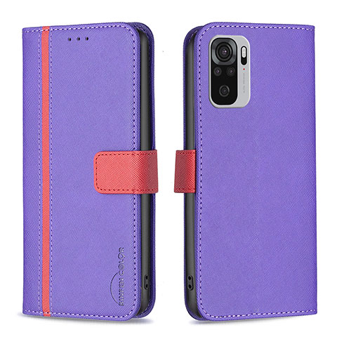 Coque Portefeuille Livre Cuir Etui Clapet B13F pour Xiaomi Redmi Note 10 4G Violet