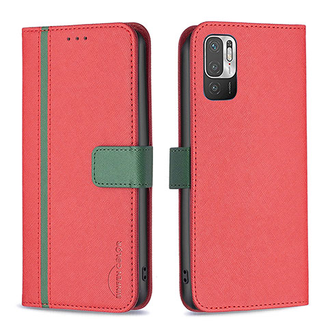 Coque Portefeuille Livre Cuir Etui Clapet B13F pour Xiaomi Redmi Note 10 5G Rouge