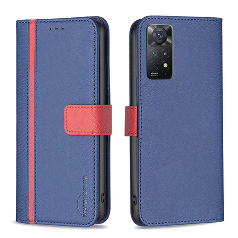 Coque Portefeuille Livre Cuir Etui Clapet B13F pour Xiaomi Redmi Note 11 Pro 5G Bleu
