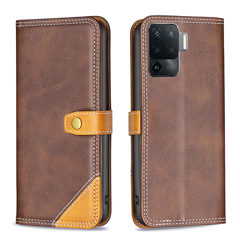 Coque Portefeuille Livre Cuir Etui Clapet B14F pour Oppo F19 Pro Marron