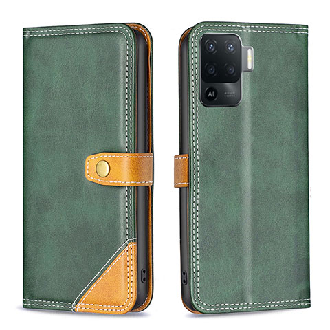 Coque Portefeuille Livre Cuir Etui Clapet B14F pour Oppo F19 Pro Vert