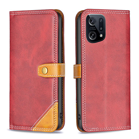 Coque Portefeuille Livre Cuir Etui Clapet B14F pour Oppo Find X5 5G Rouge