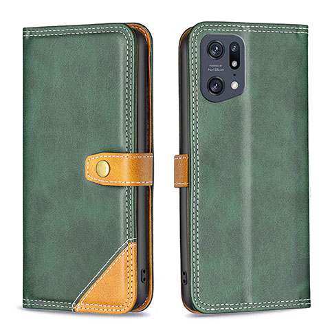 Coque Portefeuille Livre Cuir Etui Clapet B14F pour Oppo Find X5 Pro 5G Vert