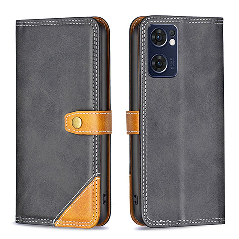 Coque Portefeuille Livre Cuir Etui Clapet B14F pour Oppo Reno7 5G Noir