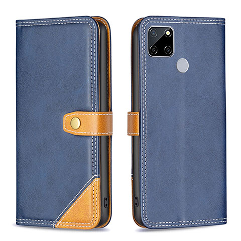 Coque Portefeuille Livre Cuir Etui Clapet B14F pour Realme 7i RMX2193 Bleu