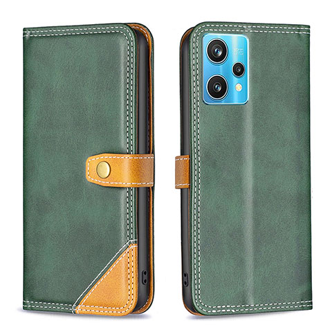 Coque Portefeuille Livre Cuir Etui Clapet B14F pour Realme 9 4G Vert