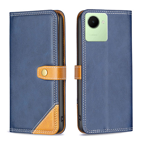 Coque Portefeuille Livre Cuir Etui Clapet B14F pour Realme C30 Bleu