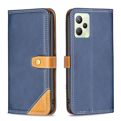 Coque Portefeuille Livre Cuir Etui Clapet B14F pour Realme Narzo 50A Prime Bleu