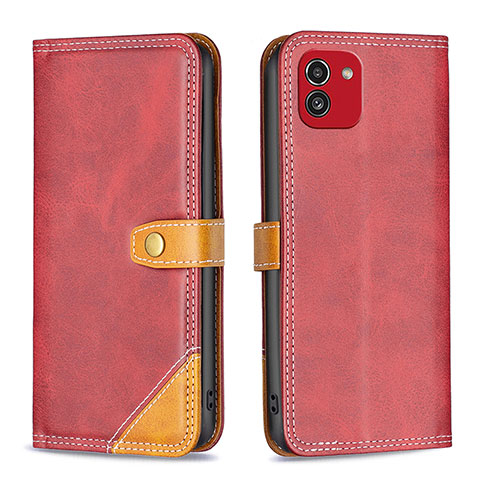 Coque Portefeuille Livre Cuir Etui Clapet B14F pour Samsung Galaxy A03 Rouge