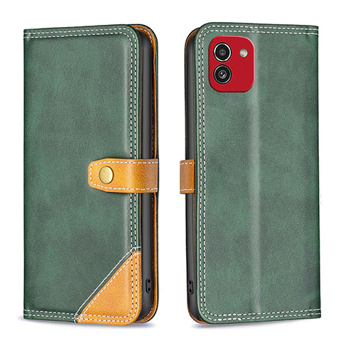 Coque Portefeuille Livre Cuir Etui Clapet B14F pour Samsung Galaxy A03 Vert