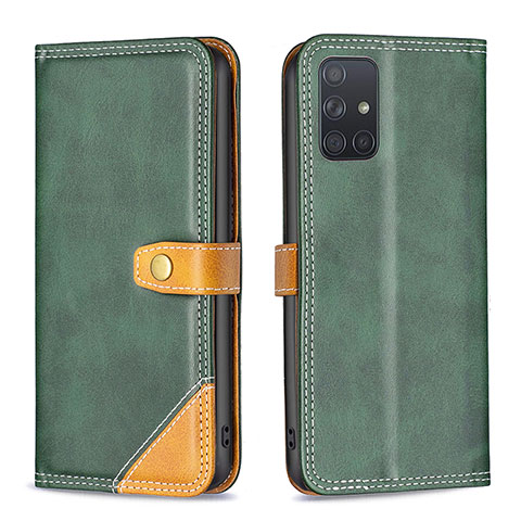 Coque Portefeuille Livre Cuir Etui Clapet B14F pour Samsung Galaxy A71 4G A715 Vert