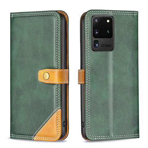 Coque Portefeuille Livre Cuir Etui Clapet B14F pour Samsung Galaxy S20 Ultra 5G Vert