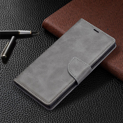 Coque Portefeuille Livre Cuir Etui Clapet B14F pour Samsung Galaxy S22 Ultra 5G Gris