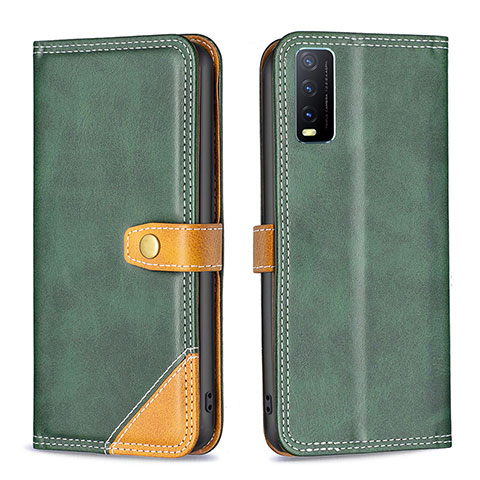 Coque Portefeuille Livre Cuir Etui Clapet B14F pour Vivo Y12s (2021) Vert