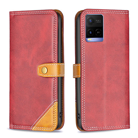 Coque Portefeuille Livre Cuir Etui Clapet B14F pour Vivo Y21s Rouge