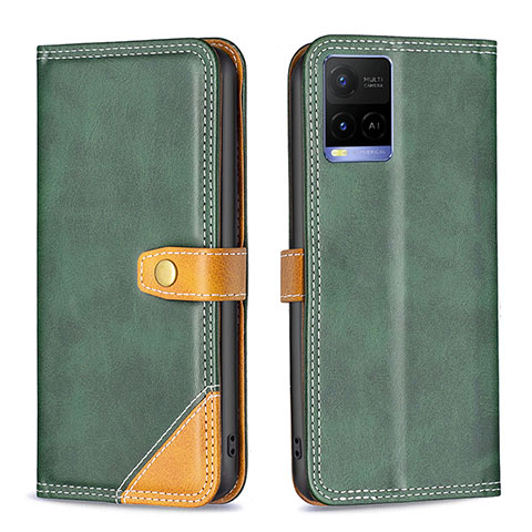 Coque Portefeuille Livre Cuir Etui Clapet B14F pour Vivo Y21s Vert