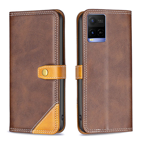 Coque Portefeuille Livre Cuir Etui Clapet B14F pour Vivo Y21t Marron