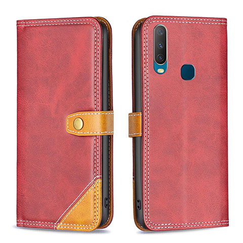 Coque Portefeuille Livre Cuir Etui Clapet B14F pour Vivo Y3 Rouge