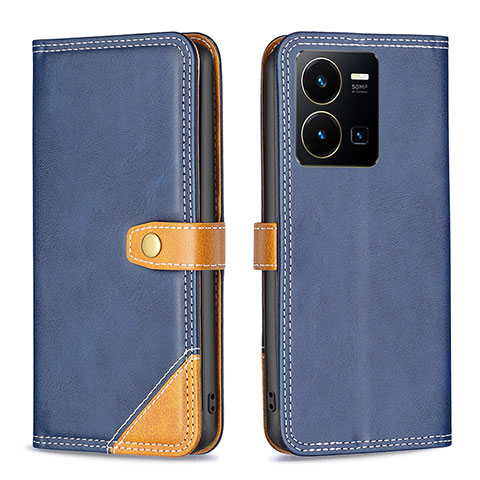 Coque Portefeuille Livre Cuir Etui Clapet B14F pour Vivo Y35 4G Bleu