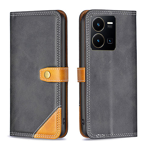 Coque Portefeuille Livre Cuir Etui Clapet B14F pour Vivo Y35 4G Noir