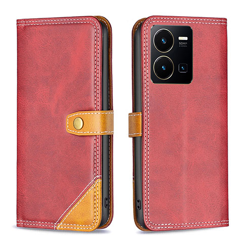 Coque Portefeuille Livre Cuir Etui Clapet B14F pour Vivo Y35 4G Rouge