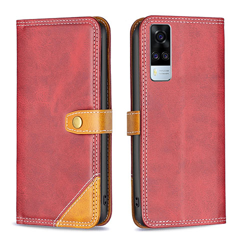 Coque Portefeuille Livre Cuir Etui Clapet B14F pour Vivo Y51A Rouge