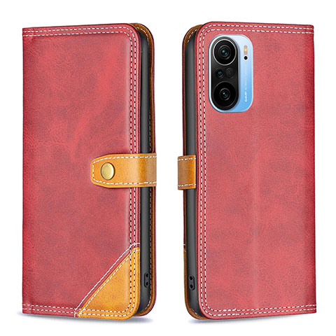 Coque Portefeuille Livre Cuir Etui Clapet B14F pour Xiaomi Mi 11X 5G Rouge