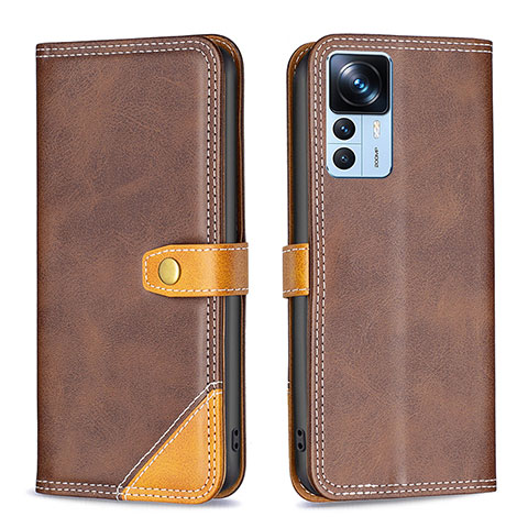 Coque Portefeuille Livre Cuir Etui Clapet B14F pour Xiaomi Mi 12T Pro 5G Marron