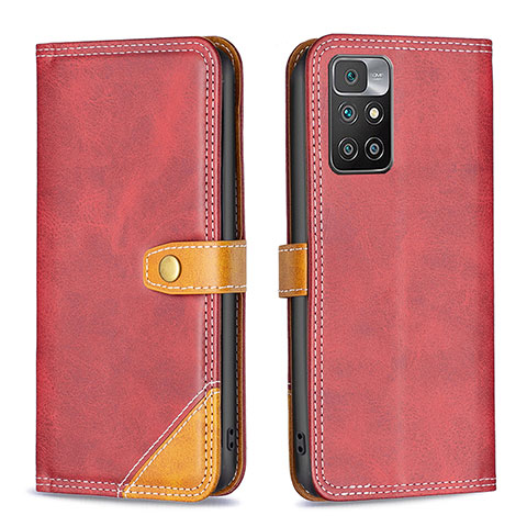 Coque Portefeuille Livre Cuir Etui Clapet B14F pour Xiaomi Redmi 10 (2022) Rouge