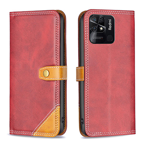 Coque Portefeuille Livre Cuir Etui Clapet B14F pour Xiaomi Redmi 10 India Rouge