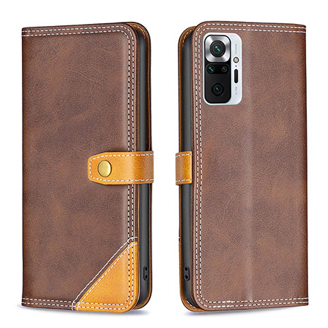 Coque Portefeuille Livre Cuir Etui Clapet B14F pour Xiaomi Redmi Note 10 Pro Max Marron