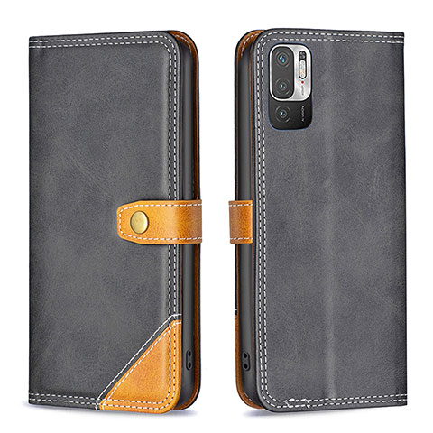 Coque Portefeuille Livre Cuir Etui Clapet B14F pour Xiaomi Redmi Note 10T 5G Noir