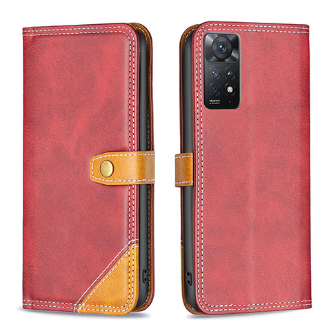 Coque Portefeuille Livre Cuir Etui Clapet B14F pour Xiaomi Redmi Note 11 Pro 5G Rouge