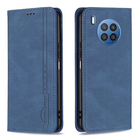 Coque Portefeuille Livre Cuir Etui Clapet B15F pour Huawei Honor 50 Lite Bleu