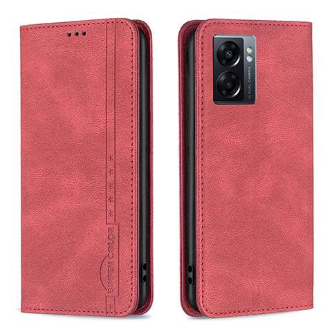 Coque Portefeuille Livre Cuir Etui Clapet B15F pour Oppo A56S 5G Rouge