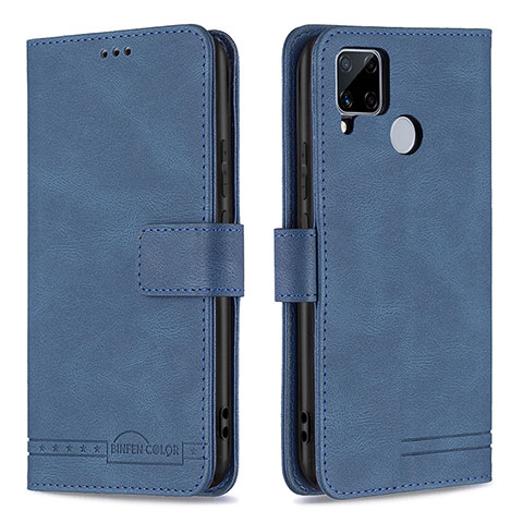 Coque Portefeuille Livre Cuir Etui Clapet B15F pour Realme C12 Bleu