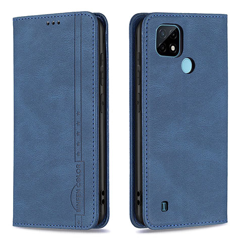 Coque Portefeuille Livre Cuir Etui Clapet B15F pour Realme C21 Bleu