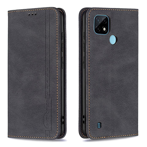 Coque Portefeuille Livre Cuir Etui Clapet B15F pour Realme C21 Noir