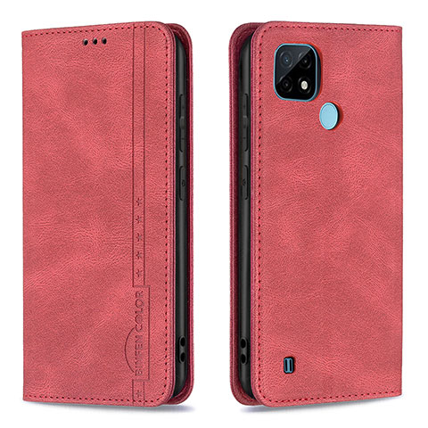 Coque Portefeuille Livre Cuir Etui Clapet B15F pour Realme C21 Rouge