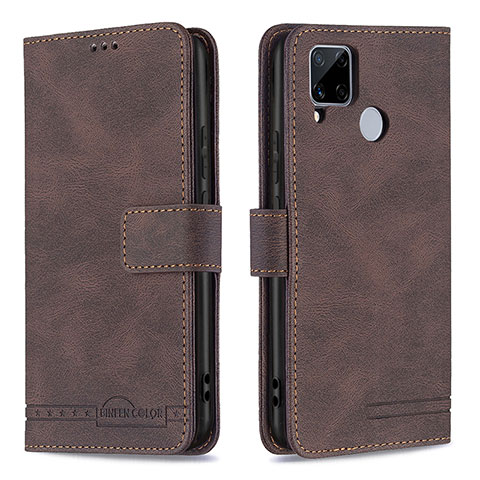 Coque Portefeuille Livre Cuir Etui Clapet B15F pour Realme C25S Marron