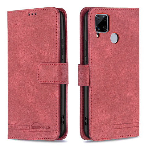 Coque Portefeuille Livre Cuir Etui Clapet B15F pour Realme C25S Rouge