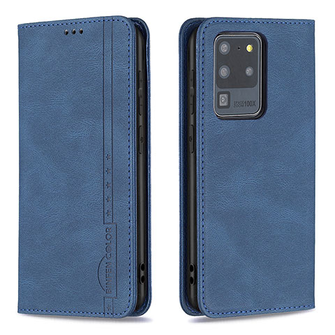 Coque Portefeuille Livre Cuir Etui Clapet B15F pour Samsung Galaxy S20 Ultra 5G Bleu